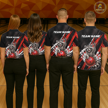 Load image into Gallery viewer, Custom Red Raccoon Bowling Jersey for Women Bowling Team Shirts Bowling Polo &amp; 1/4 Zip HNT254