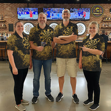 Load image into Gallery viewer, Personalized Grunge Gold Dartboard Women Dart Shirt Custom Name Dart Team Jersey For Darters NYN2968
