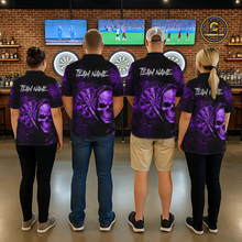 Load image into Gallery viewer, Purple Grunge Skull Dartboard &amp; Arrow Men Darts Polo Shirt Personalized Darts Team Jerseys NYN2596