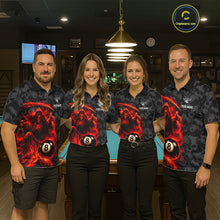 Load image into Gallery viewer, Personalized Red Flaming Grim Reaper 8 Ball Pool Billiard Shirts For Women Billiard Attire Gifts NYN2792