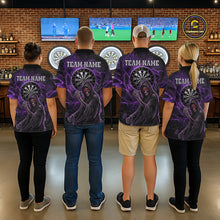Load image into Gallery viewer, Grunge Purple Grim Reaper Women Darts Polo &amp; 1/4-Zip Shirts Custom Thunder Lightning Darts Team Jersey NYN3037