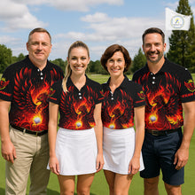 Load image into Gallery viewer, Womens Golf Polo Shirt Custom Phoenix Red Flame Team Golf Tops, Black Golf Outfit For Ladies NHN0084