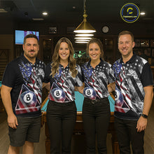 Load image into Gallery viewer, Personalized Smoke US Flag Billiard 8 Ball Pool Shirt For Men Custom Patriotic Billiard Team Appeal NYN2768