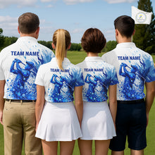 Load image into Gallery viewer, Golf Polo Shirts, Mens Golf Polo Shirts Blue Painting Golfer Custom Name Team Golf Shirt, Golf Gifts NHN0090