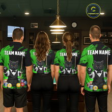 Load image into Gallery viewer, Custom Black Cat 8 Ball Pool Shirts Green Billiard Shirt for Women Billiard Team Jersey Billiard Gift NNT181