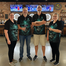 Load image into Gallery viewer, Cracked Grunge Teal Smokes Skull Dartboard Men Darts Polo Shirt Personalized Darts Team Jerseys NYN2598