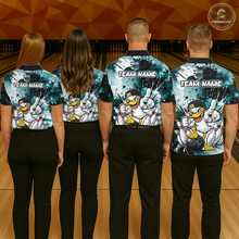 Load image into Gallery viewer, Custom Watercolor Teal Duck Bowling Jersey for Men Bowling Team Shirts Polo &amp; 1/4 Zip HNT239