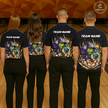 Load image into Gallery viewer, Personalized Frog Wizard Bowling Shirt for Men Flame Bowling Jersey League Polo &amp; Quarter-Zip QZT890