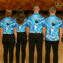 Load image into Gallery viewer, Custom Funny Dolphin Bowling Polo Shirt Blue Ocean Team Jersey Bowling Outfit for Women QZT857