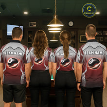 Load image into Gallery viewer, Black And Red 8 Ball Pool Men Billiard Polo &amp; Quarter Zip Shirt Custom 8  Ball Billiard Team Jersey NYN2986