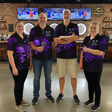 Load image into Gallery viewer, Purple Grunge Skull Dartboard &amp; Arrow Men Darts Polo Shirt Personalized Darts Team Jerseys NYN2596