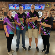 Load image into Gallery viewer, Custom Neon Pattern Dart Shirts For Men Dart Board Shirts Polo &amp; 1/4 Zip Dart Jersey Team NNT128