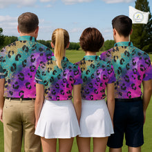 Load image into Gallery viewer, Leopard Womens Golf Polo Shirt Custom Colorful Neon Rainbow Leopard Pattern Team Golf Top, Golf Gifts NHN0217