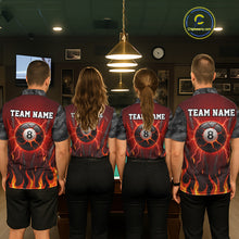 Load image into Gallery viewer, Personalized 8 Ball Red Flames Pool Billiard Polo &amp; 1/4 Zip For Women Custom Camo Billiard Team Jerseys NYN3011