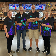 Load image into Gallery viewer, Blue Holographic Dartboard Grunge Darts 1/4-Zip  Shirts For Women Custom Name For Darters NYN2706