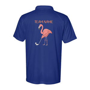 Funny Pink Flamingo Performance Golf Polo Shirts Custom Team Name Flamingo Golf Jerseys D02 NQS9873