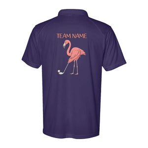 Funny Pink Flamingo Performance Golf Polo Shirts Custom Team Name Flamingo Golf Jerseys D02 NQS9873