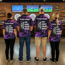 Load image into Gallery viewer, Pink-Purple Pattern Aim Shoot Swear Repeat Darts Team Jerseys Dart Shirts For Men NNT168