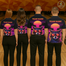 Load image into Gallery viewer, Custom Funny Raccoon Retro Sunset Bowling Jersey for Men Bowling Uniform Bowling Team Shirts HNT280