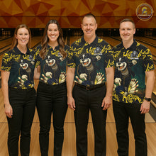 Load image into Gallery viewer, Black and Yellow Camo Funny Bulldog Bowling Shirts For Men Custom Cool Bowling Outfits Team Jerseys NQS11215