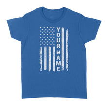 Load image into Gallery viewer, Custom name American flag shirt, personalized American patriot Women's T-shirt, birthday gift, Christmas gift for dad, mom - NQS1290