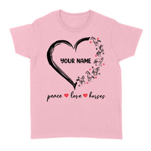 Load image into Gallery viewer, Peace love horses tattoo customized name horse shirt for girl, horse shirts D06 NQS2908 - Standard Women's T-shirt