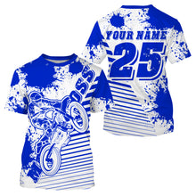 Load image into Gallery viewer, Kids men women jersey for dirt bike custom UPF30+ blue off-road Motocross racing shirt racewear PDT105