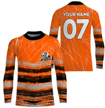 Load image into Gallery viewer, Custom motocross jersey orange tire track dirt bike UPF30+ kids men women motorcycle off-road NMS1032