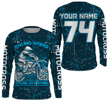 Load image into Gallery viewer, Blue dirt bike jersey men women youth custom UPF30+ Motocross racing or nothing off-road shirt  PDT209