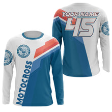 Load image into Gallery viewer, Custom number&amp;name MX dirt bike racing jersey blue white UPF30+ youth adult Xtreme motorcycle shirt PDT172