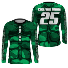 Load image into Gallery viewer, Custom motocross jersey green muscle UPF30+ kid men women MX racing dirt bike off-road motorcycle NMS1068