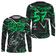 Load image into Gallery viewer, It's Time To Ride personalized dirt bike jersey UFP30+ adult kid Motocross racing long sleeves NMS1087
