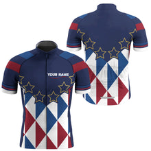 Load image into Gallery viewer, Blue men &amp; women Cycling jersey with 3-rear pockets Custom UPF50+ bike shirt Full zip bicycle gear| SLC178