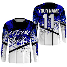 Load image into Gallery viewer, Custom Motocross jersey kid&amp;adult MotoX extreme dirt road UV protective blue dirt bike shirt PDT368