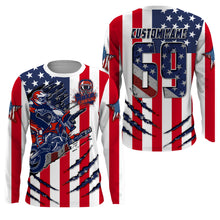 Load image into Gallery viewer, MX jersey for men kid women American flag custom Motocross UPF30+ biker extreme motorcycle shirt PDT30
