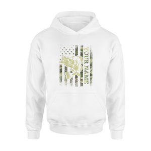 Largemouth bass fishing American flag green camo custom name fishing shirts D05 NQS1428  - Standard Hoodie