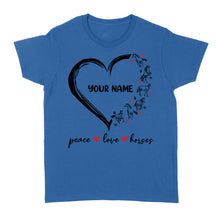 Load image into Gallery viewer, Peace love horses tattoo customized name horse shirt for girl, horse shirts D06 NQS2908 - Standard Women's T-shirt