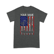 Load image into Gallery viewer, American flag fisherman kayak fishing custom name US fishing rod D05 NQS1244- Standard T-shirt
