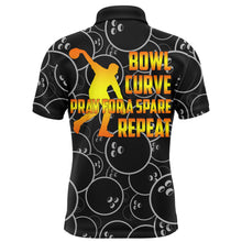 Load image into Gallery viewer, Funny Men Polo Bowling Shirt, Bowl Curve Pray Repeat, Personalized Name Short Sleeves Bowlers Jersey NBP41