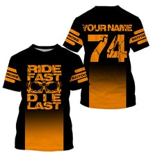 Load image into Gallery viewer, Custom orange Motocross jersey youth men women UPF30+ Ride Fast Die Last dirt bike off-road shirt PDT415