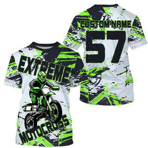 Customized name&number Motocross jersey green white youth adult UV MX dirt bike long sleeves racing PDT190