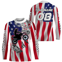 Load image into Gallery viewer, American Flag Motocross jersey custom name UV protective adult&amp;kid dirt bike sprocket off-road| NMS900