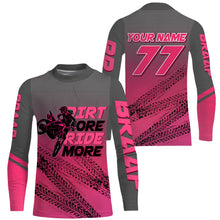 Load image into Gallery viewer, Girls women custom motocross jersey pink UPF30+ dirt bike MX racing Dirt More Ride More off-road NMS978