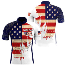 Load image into Gallery viewer, USA bike jersey with pockets American flag men cycling jersey UPF50+ full zip BMX MTB cycle gear| SLC150