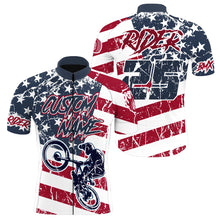 Load image into Gallery viewer, Patriotic BMX cycling jersey Cycle gear with 3 pockets Anti-UV full zip American off-road shirt| SLC76