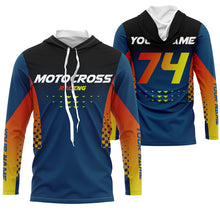 Load image into Gallery viewer, Motocross racing custom jersey UPF30+ men women kids blue dirt bike offroad motorcycle outfits NMS1010
