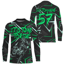 Load image into Gallery viewer, It's Time To Ride personalized dirt bike jersey UFP30+ adult kid Motocross racing long sleeves NMS1087
