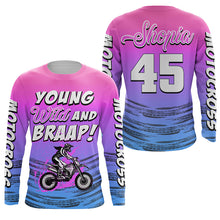 Load image into Gallery viewer, Custom Motocross Jersey for Women Girls UPF30+ Young Wild Brap Dirt Bike Racing Offroad Motorcycle NMS1255
