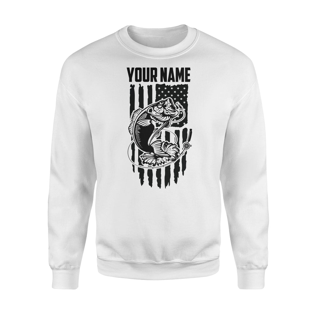 Largemouth bass fishing US American flag personalized patriot shirt D01 NQS1310 - Standard Crew Neck Sweatshirt