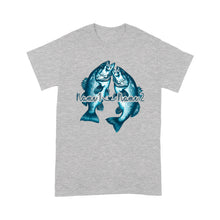 Load image into Gallery viewer, Custom His Her Name Bass Fishing T Shirts Matching Couple Fishing Shirt | Blue IPHW5804